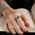 wholesale S925 Sterling Silver Retro Multi-Layer Chain Braided Interwoven Ring Adjustable Minimalist Design Index Ring for Women-0-3