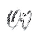 wholesale S925 Sterling Silver Black Myth: Wukong Hoop Couple Rings, Golden Cudgel Ring Creative Vintage Design-0-4