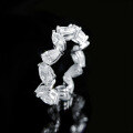 wholesale 925 silver new pear-shaped teardrop 3*5 row ring ins minimalist style stackable row diamond ring band-0-0