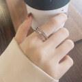 wholesale S925 Sterling Silver Irregular Line Crossover Ring, Daily Korean Style Fashion Commuter Versatile Index Finger Ring-0-3