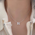 wholesale S925 Sterling Silver Letter H Snake Chain Necklace for Women, Korean Minimalist Stylish Small Luxury High-end Versatile Collarbone Chain-0-2
