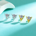 wholesale S925 sterling silver triangle moissanite earrings, luxurious and minimalist high-end design, elegant and fashionable geometric earrings for women-0-2