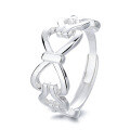 wholesale S925 Sterling Silver Korean-style Bow-shaped Ring with Unique Design, Sweet and Versatile Index Finger Ring-0-4