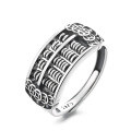 wholesale S925 sterling silver rotating abacus coin ring with auspicious meaning, retro and ethnic style for men and women's index finger-0-4