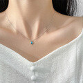 wholesale S925 Sterling Silver Mini Pendant Necklace Sweet Ins Style Small Sky Blue Diamond Eight-Pointed Star Necklace Y02080-0-1
