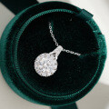 S925 Silver Pendant with 2-Carat Moissanite Necklace, Women's Fashion Round Bezel Pendant-0-0
