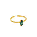 wholesale S925 sterling silver 087 Korean version INS minimalist elegant inlaid synthetic emerald tourmaline open ring for women-0-6