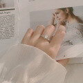 Sterling Silver Moissanite Heart Bouquet Ring, Ins-Style Closed Wedding Band-0-2