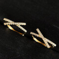 wholesale S925 Sterling Silver 18k Gold Plated Minimalist X Geometric Design Cross Ear Clasp for Women, Versatile and Unique-0-0