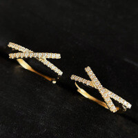 wholesale S925 Sterling Silver 18k Gold Plated Minimalist X Geometric Design Cross Ear Clasp for Women, Versatile and Unique-BE0098-Gold 925 Silver