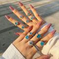wholesale S925 Sterling Silver European American Style French Blue Zircon Candy Dazzling Women's Ring Accessories Wholesale-0-3