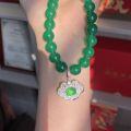wholesale S925 Sterling Silver New Chinese Style Necklace with 10MM Natural Green Chalcedony Emperor Green Bead and Ruyi Pendant for Women-0-3