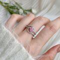 wholesale S925 Sterling Silver Princess Square Candy Color 8A Cubic Zirconia Ice Flower Cut High-End Luxury Silver Ring for Women-0-3