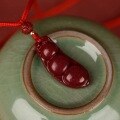 wholesale Metal material first, natural high-content genuine cinnabar four-seasons bean pendant women's necklace pendant ornament peace style for men and women couples-0-1