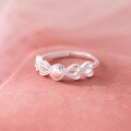 wholesale S925 Sterling Silver Fresh and Sweet Ins Style Niche Design Hollow Heart Teardrop Ring R02890-0-2