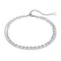 wholesale S925 Sterling Silver Cloud-themed Ankle Bracelet, Double-layer Stackable Cross Engraved Chain and Round Disc Anklet, Three-dimensional Fashion, Wholesale-0-4