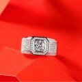 Sterling Silver Moissanite Full Pavé Men's Ring, Classic Hot-Style Male Jewelry-0-2