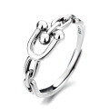 wholesale S925 Sterling Silver Korean-style Minimalist Fresh U-shaped Horseshoe Buckle Creative Couple Open Ring-0-4