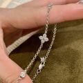 wholesale S925 Sterling Silver Dainty Four-Leaf Clover Flower Bubble Drill Bracelet, Elegant and Versatile Light Luxury Hand Accessory-0-0