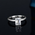S925 Silver Moissanite Ring Women's Luxury Set Fancy Emerald-Cut Rectangle 2 Carat-0-2