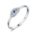 wholesale S925 Sterling Silver Women's High-End Evil Eye Blue Zircon Design, Creative and Stylish Ring-0-9