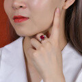 wholesale S925 Sterling Silver with Lab-Grown Ruby Ring, Cross-Border Hot Selling Spinel Ring, Light Luxury for Men and Women-0-1
