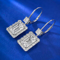 wholesale 925 Sterling Silver Ear Hooks for Women, Luxuriously Set with 8*11mm Rectangular Asscher Cut High Carbon Diamond Earrings-0-2