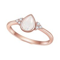 wholesale [Rose gold] S925 sterling silver inlaid with natural moonstone ring, fashionable and luxurious with an advanced sense of elegance-S925 Silver + Moonstone US Size 8