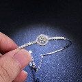 Sterling Silver Moissanite Luxury Round Bangle Bracelet for Women Live Direct Sales-0-2