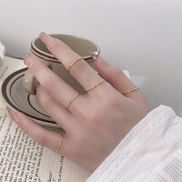 wholesale S925 Sterling Silver Fashion Minimalist Geometric Faceted Fine Shimmer Stackable Ins Style Trendy Niche Design Ring-1408FJ Bright Silver/about 0.45g No. 7