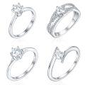 wholesale S925 Sterling Silver Fashion Six-Claw 05ct D Color Moissanite Ring Passes Diamond Tester Instantly-0-0