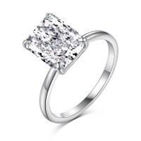 wholesale S925 Sterling Silver Cross-Border European and American Women's Ring with High-End 8A Zircon Inlay, Ice Flower Cut Craft, Luxurious Closed Band-Platinum DY120801-SW-WH>5