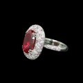 wholesale 925 Silver Gold-Plated Ring with High-Carbon Diamond GRC Lab-Grown Ruby Oval Cocktail Dinner Versatile Women's Ring-0-2