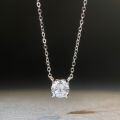 S925 Silver Classic Four-Prong High-Carbon Moissanite Pendant, 1 Carat or 50 Points-0-0