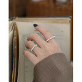 wholesale S990 Sterling Silver DP01 Korean Style Ins Minimalist Elastic Rope Beaded Round Bead Ring for Women-0-3