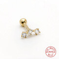wholesale S925 Sterling Silver Threaded Three-Diamond Mini Cartilage Ear Studs, Hot Selling in Europe and America-0-0