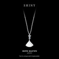 Silver Zirconia Shell Pendant Necklace with Mother-of-Pearl-S925 Sterling Silver + Mother-of-Pearl  925 Silver