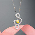wholesale S925 Silver Zirconia and Diamond Pendant Necklace, Minimalist Style Elegant Crystal Accessory for Women-0-1