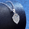 S925 Sterling Silver Moissanite Cross-Border Necklace with 1-Carat Super Sparkling Waterdrop Pendant-0-0