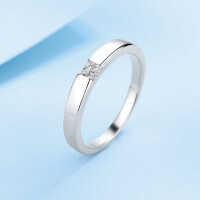 wholesale Pt950 Platinum Plated S925 Sterling Silver Square Moissanite Couple Rings Unisex Fashion Minimalist Band-30-point Moissanite/Unisex No. 21