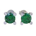 wholesale S925 Sterling Silver New 1ct Artificial Blue-Green Zircon Round Earrings High Carbon Diamond European and American Vintage Style-0-4