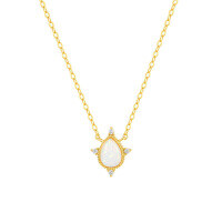 wholesale S925 Sterling Silver Opal Necklace For Women,-A3616-Gold 925 Silver