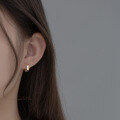 wholesale S925 silver two-tone ear clasp polishedins style fresh and simple double-ring color-separated earrings M03408-0-1