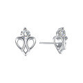 wholesale 925 Sterling Silver Minimalist Light Luxury Small and Unique High-end Heart-shaped Stud Earrings for Pierced Ears with Zircon-0-4