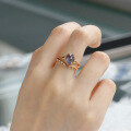 wholesale S925 Silver Plated 14K Gold with Iolite and Labradorite, Japanese-style Light Luxury Night Sky Meteor Ring-0-1