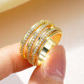 Metal Multi-Row Diamond Ring for Women, Super Sparkling Fashion Light Luxury Design-0-1