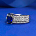 wholesale S925 Sterling Silver, 5*7mm Simulated Blue Diamond Ring, Fashionable and Versatile for Live Streams and Xiaohongshu-0-1