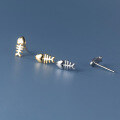 wholesale S925 Silver Nalan Korean Style Minimalist Women's Stud Earrings Fish Bone Cute Creative Ear Jewelry M01457-0-2