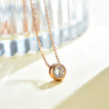wholesale S925 Sterling Silver Zircon Geometric Round Collarbone Necklace Fashion Commuting Minimalist Niche Design-0-2