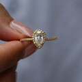 18K Gold Plated 925 Silver 1-Carat Moissanite Pear-Shaped Ring for Women-0-2